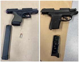 caption: Two semi-automatic handguns Seattle police say they seized while arresting a 17-year-old in Rainier Beach on May 11, 2024.