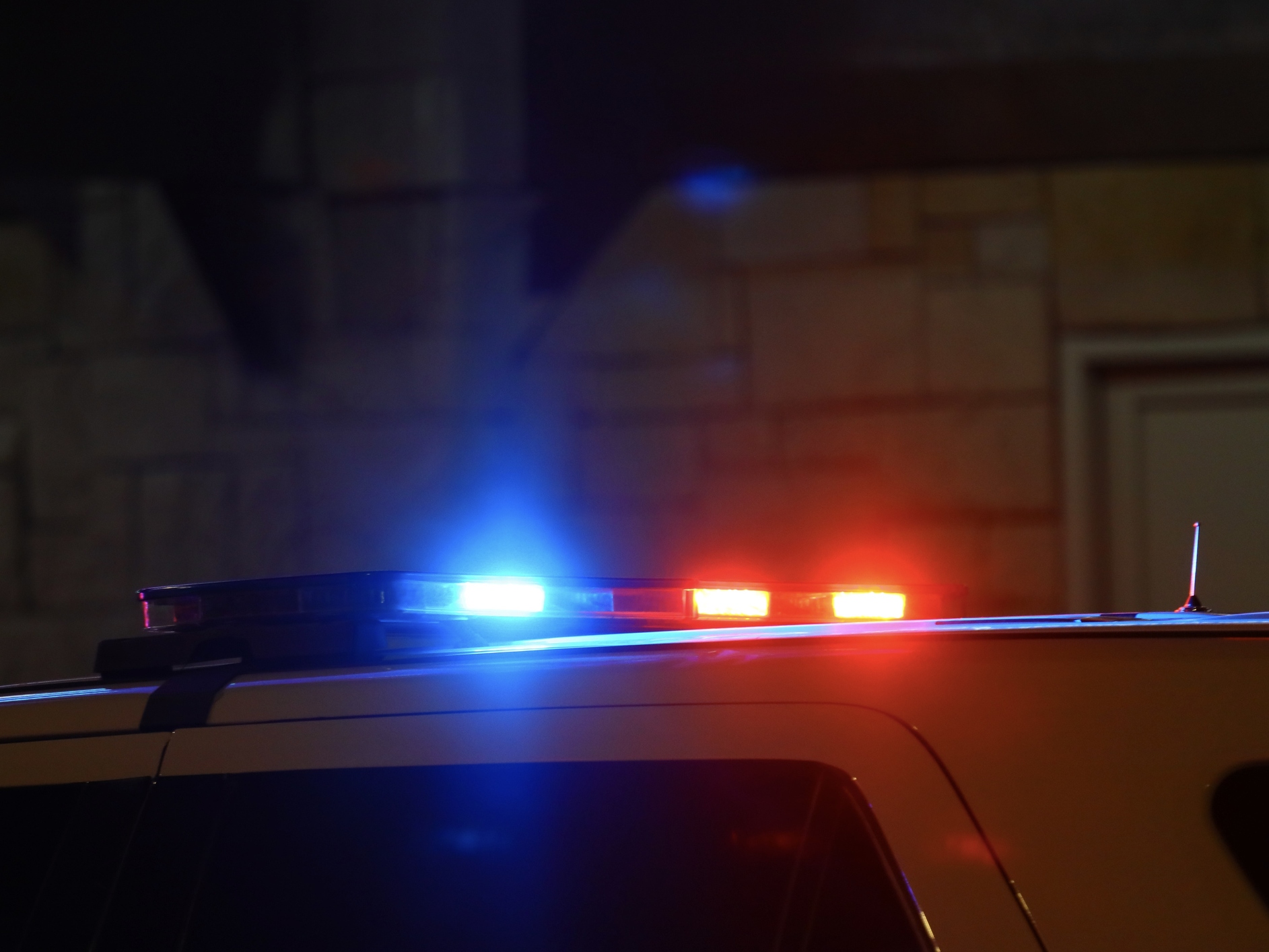 Closeup of police car lights