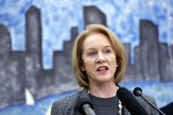 caption: Seattle Mayor Jenny Durkan speaks at a news conference Thursday, Feb. 8, 2018, in Seattle.