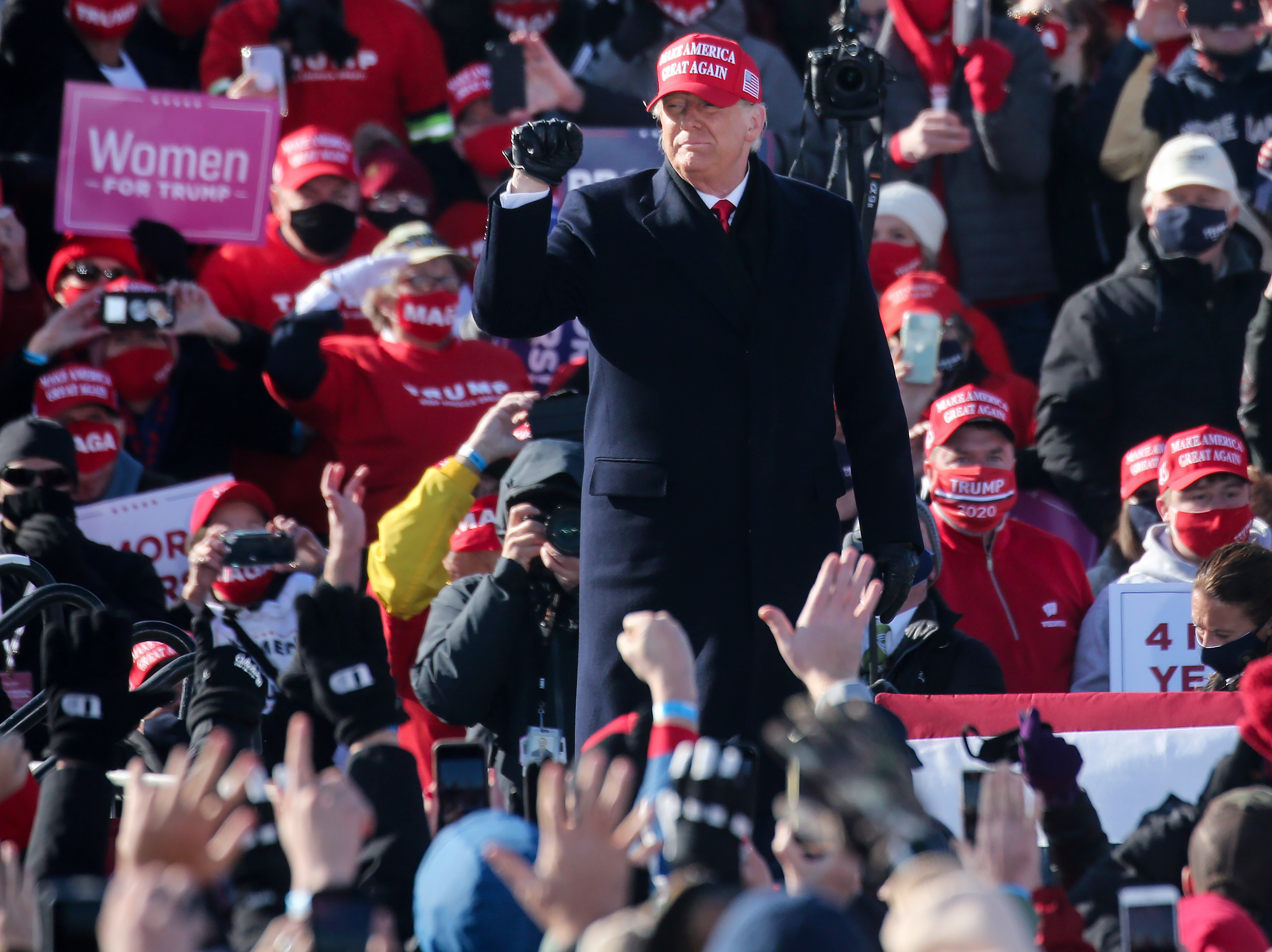 caption: President Trump told supporters during a rally in Dubuque, Iowa that the results of the presidential race should be known on Election Night.