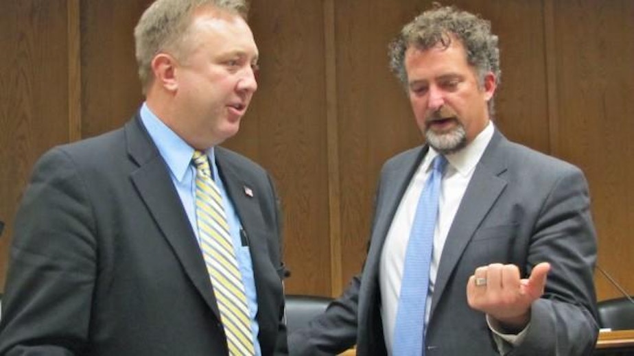 caption: Sens. Doug Ericksen, R-Ferndale, left, and Kevin Ranker. On Christmas Day, Ashley Ahearn asked them to join her at the Spar Cafe, a bar in Olympia.