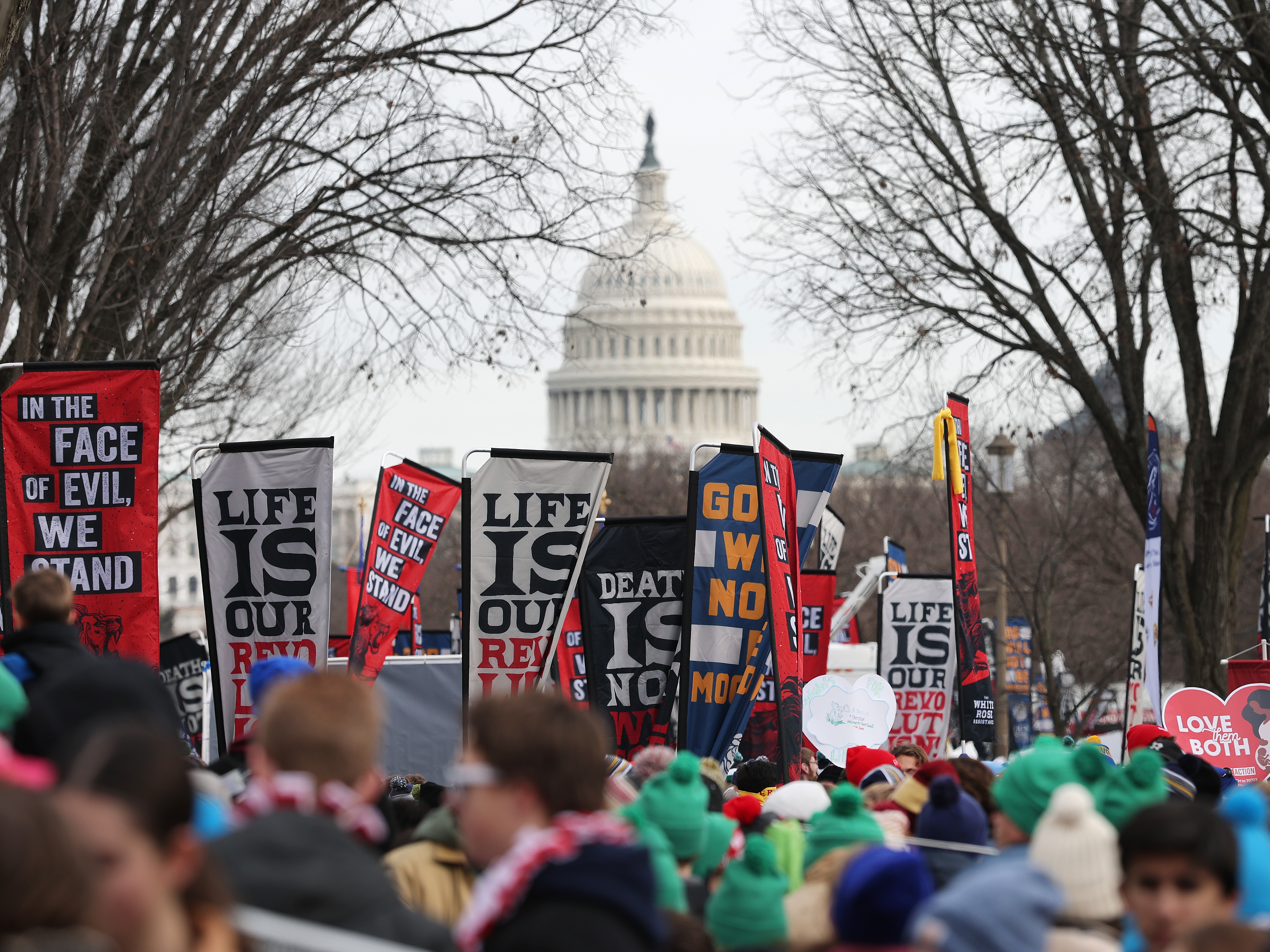 caption: Thousands of people attend the annual March for Life rally on Jan. 23 in Washington, D.C.