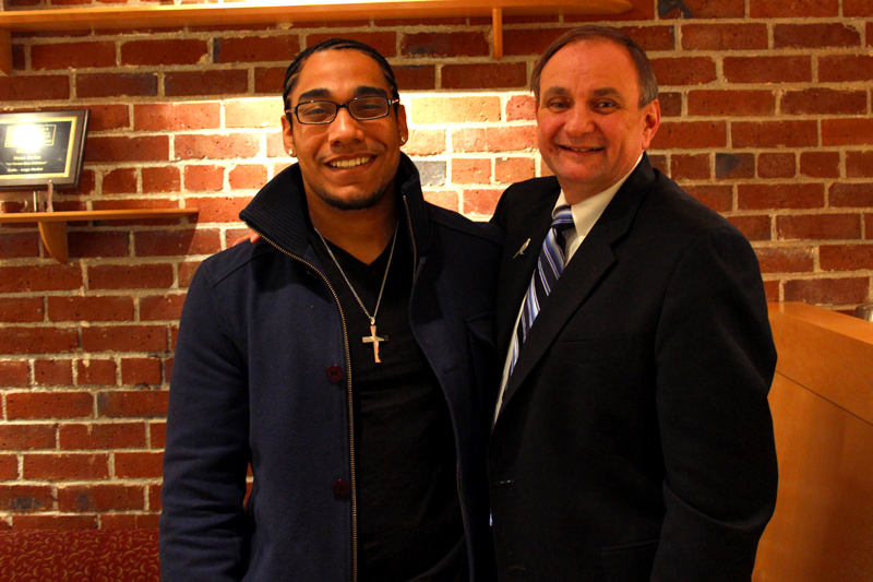 caption: Deontae Cruz and Mockingbird Society founder Jim Theofelis are advocating for a bill that would allow foster youth to remain in the system until age 21.