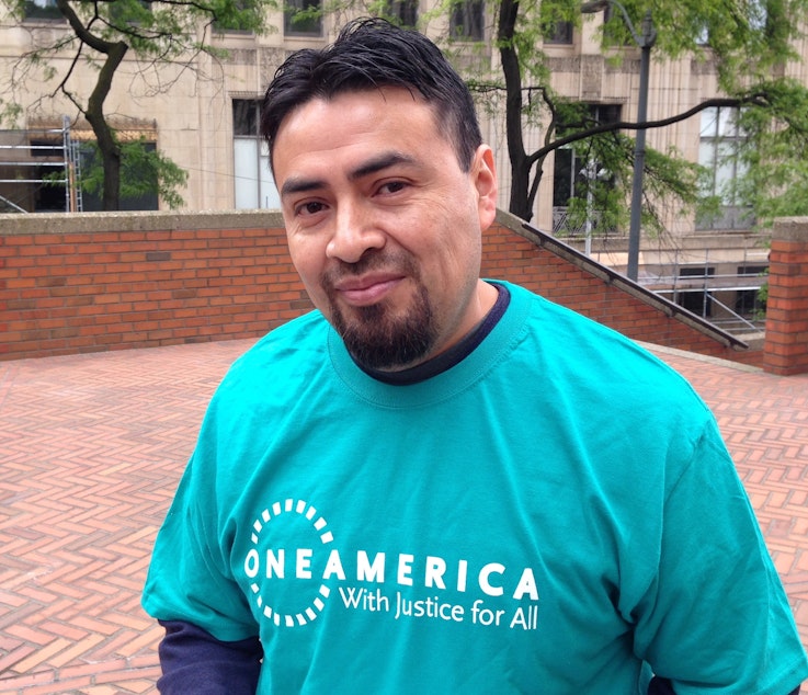caption: Hector Alonso, 38, says he came to the U.S. to help support his parents and seven siblings. He was 18 when he left home.