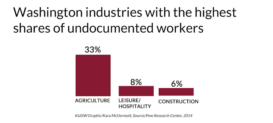 caption: Washington industries with the highest shared of undocumented workers