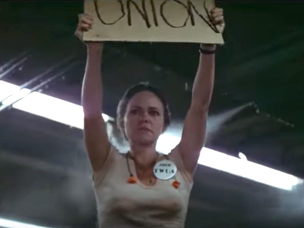 caption: Sally Field plays a cotton mill worker in the 1979 drama <em>Norma Rae.</em>
