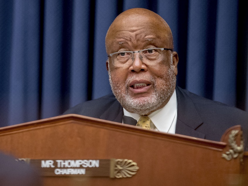 caption: Chairman Rep. Bennie Thompson, D-Miss., at a hearing on July 22. He was not pleased with the Department of Homeland Security on Thursday.