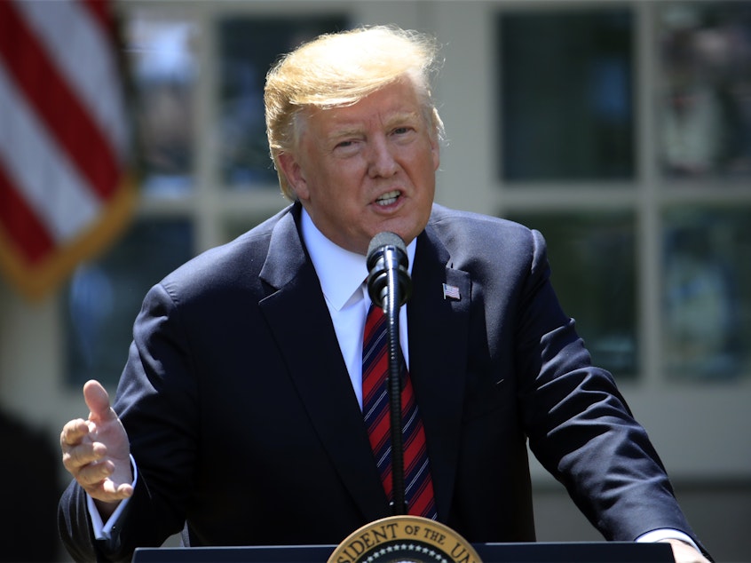 President Donald Trump speaks about modernizing the immigration system in the Rose Garden of the White House, on May 16, 2019.
