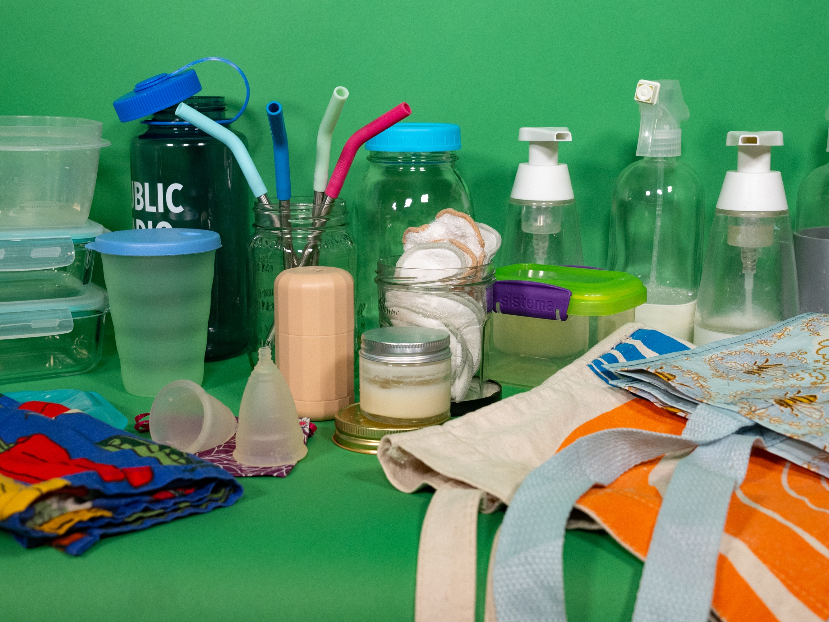 caption: Some of the reusable items to avoid single use plastics.
