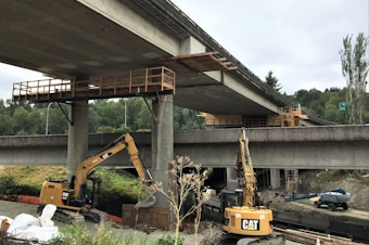 caption:  WSDOT contractors seismically retrofitted a bridge at the I-405/I-5 interchange in Tukwila, Washington, in 2019.