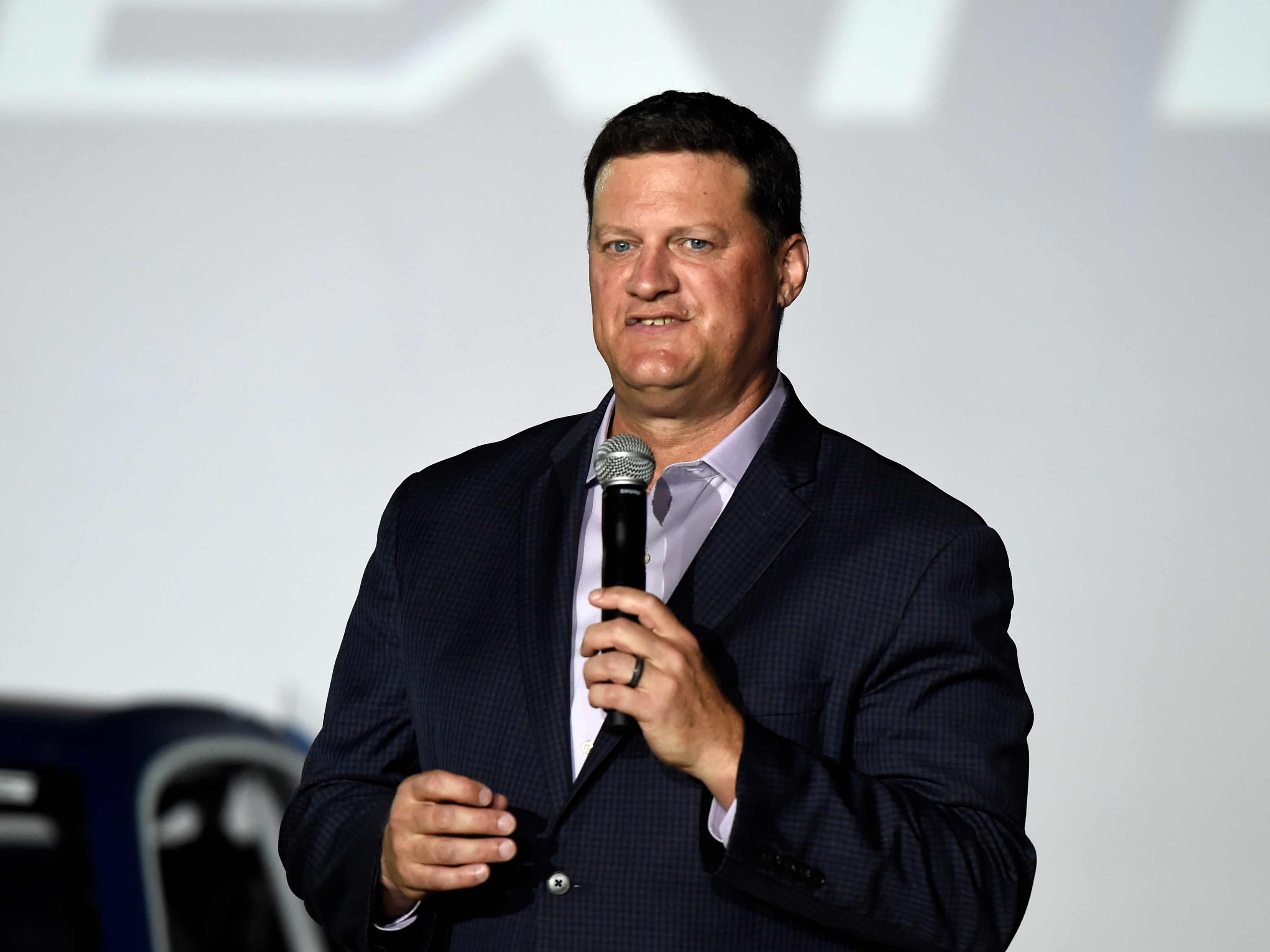 caption: Steve O'Donnell, executive vice president of NASCAR, talks about the Next Gen Cup Cars that will be used in the 2022 season during the NASCAR media event in Charlotte, N.C., Wednesday, May 5, 2021.