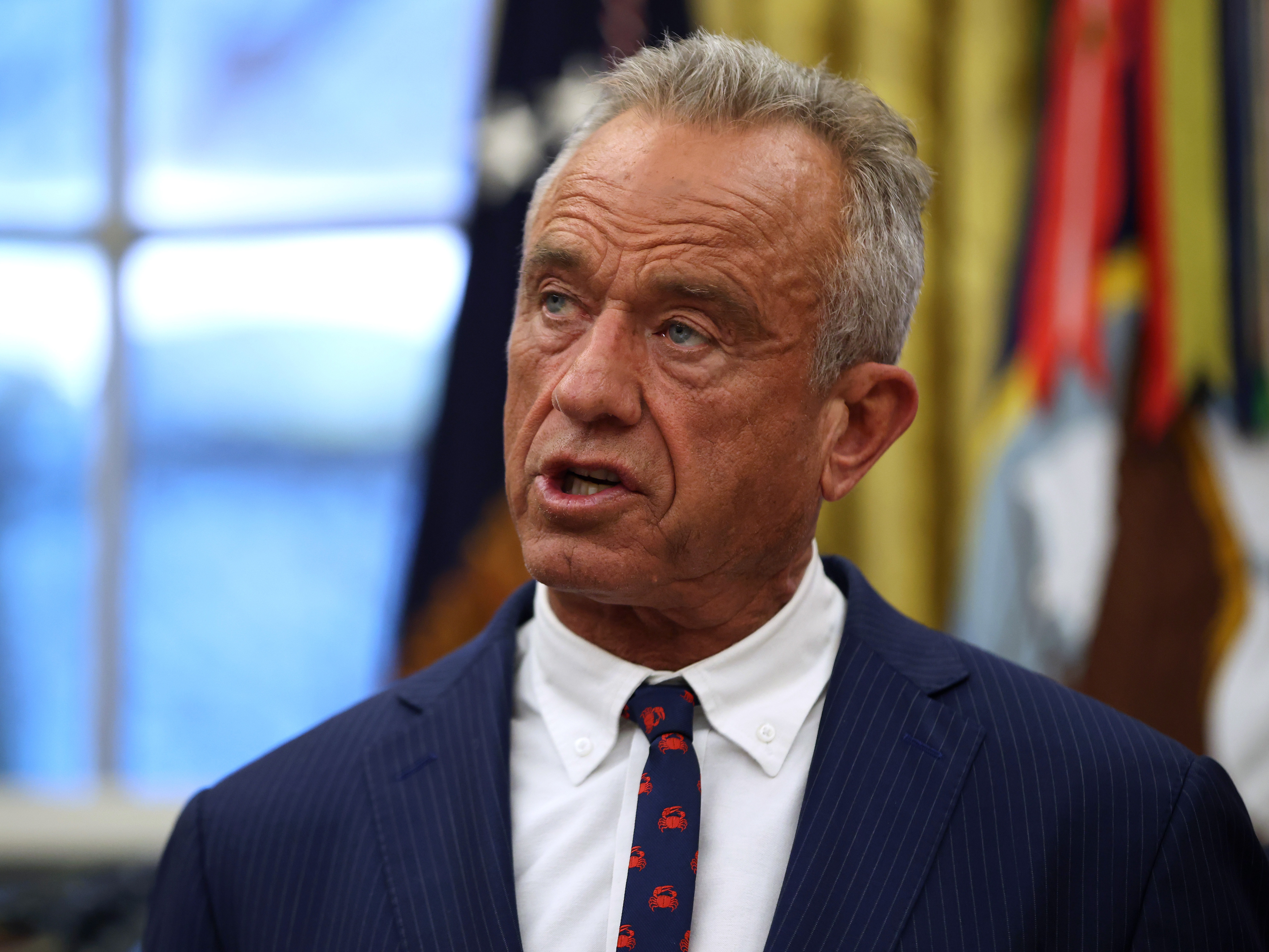 caption: A federal judge in Boston blocked changes to U.S. vaccine policies championed by Secretary of Health and Human Services Robert F. Kennedy Jr.