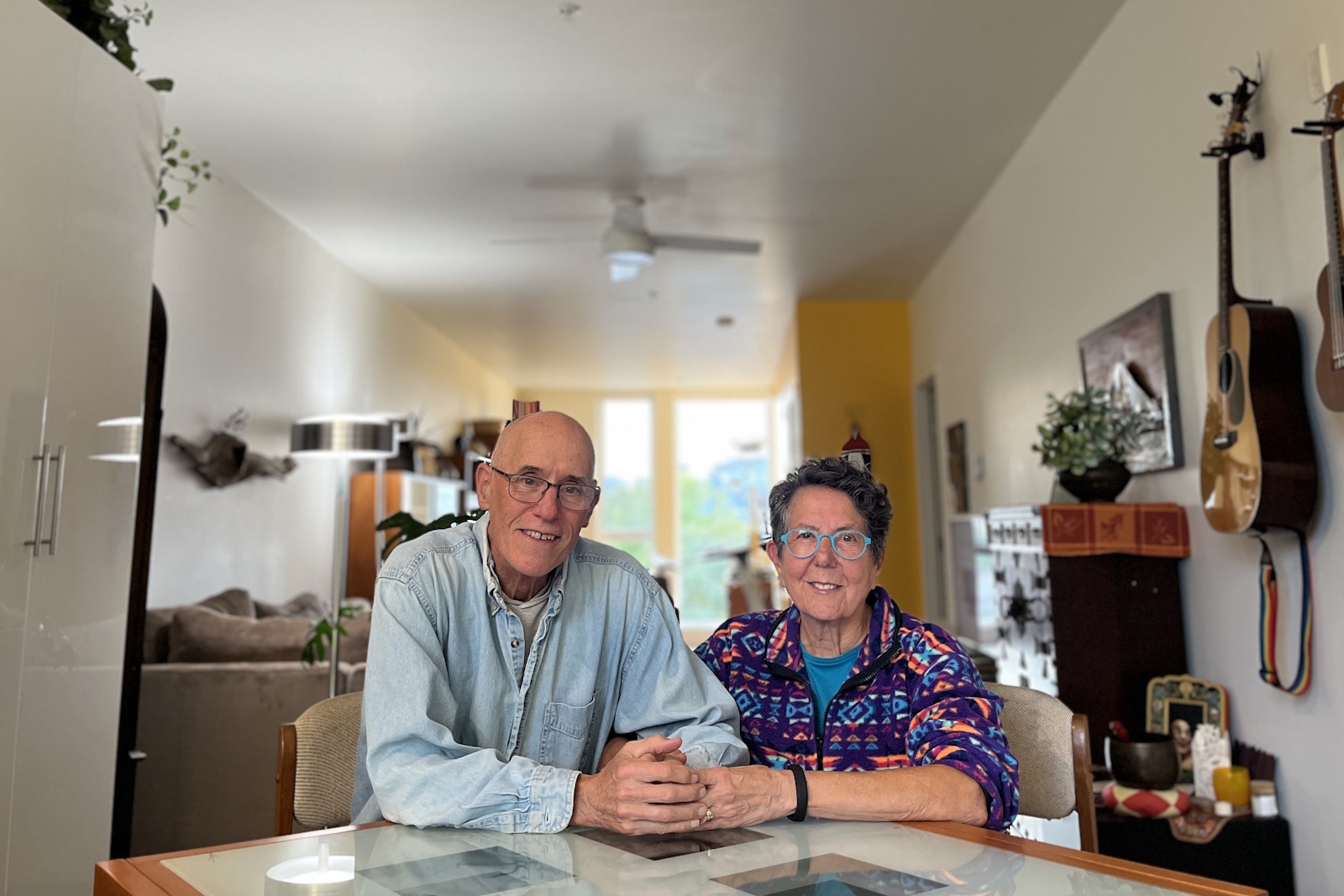 caption: Spencer Beard and Sheila Hoffman in their home at Capitol Hill Urban Cohousing