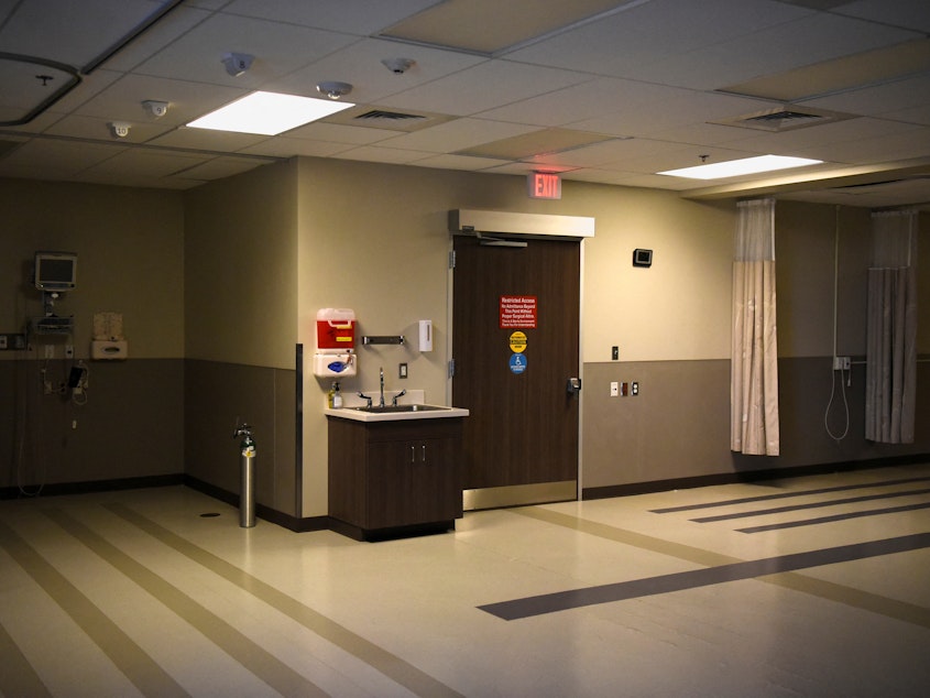caption: A recovery room sits empty at Alamo Women's Reproductive Services, in San Antonio, Texas. The clinic closed its doors following the overturn of Roe v. Wade.