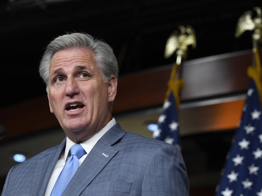 caption: House Minority Leader Kevin McCarthy criticized the impeachment inquiry led by House Democrats.