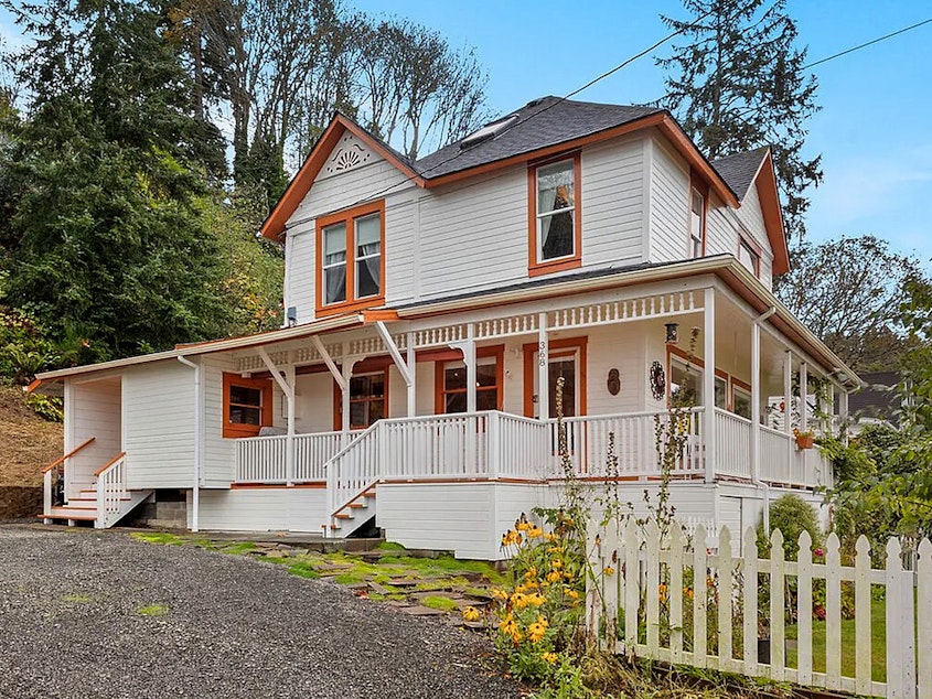 caption: In this undated photo provided by RETO Media is the house featured in the Steven Spielberg film <em>The Goonies</em> in Astoria, Ore.