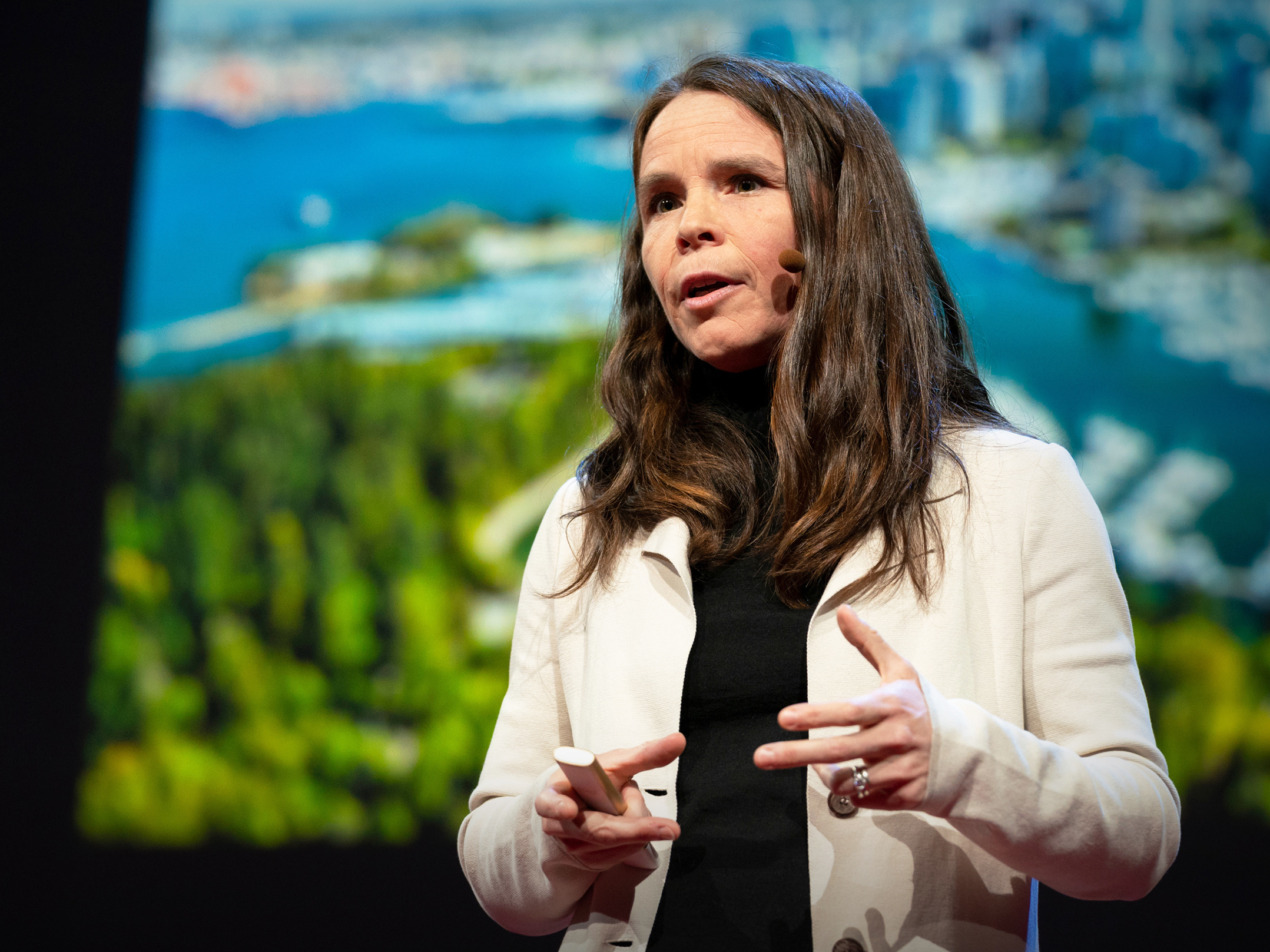 caption: Jennifer Wilcox on the TED Stage.