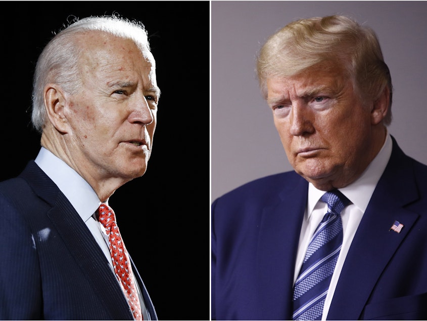caption: Joe Biden has an advantage over President Trump in fundraising according to the numbers the campaigns released for the month of June. Biden and the Democratic Party raised $141 million, against the $131 Trump and Republicans brought in.