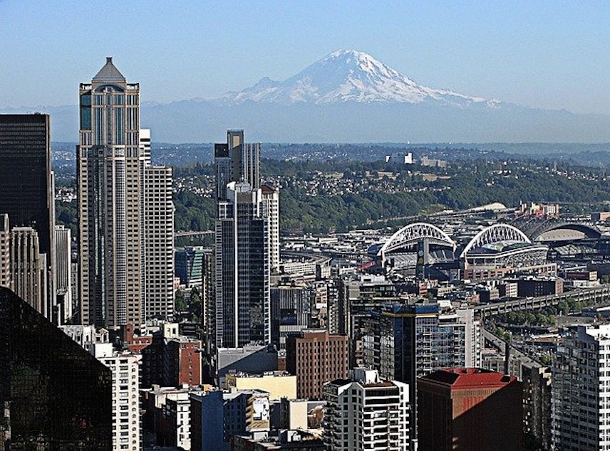 seattle skyline mount rainier stadium generic