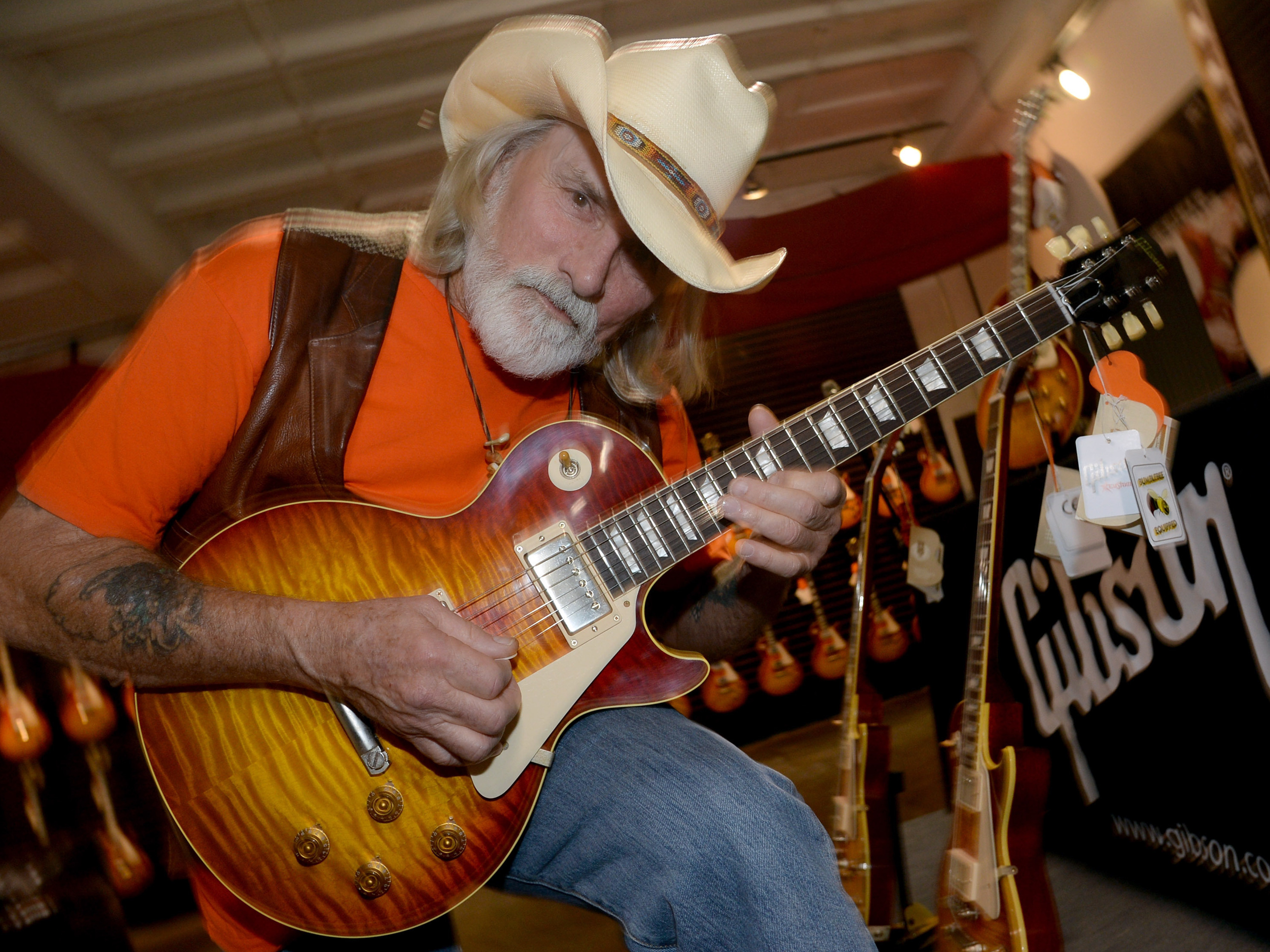 caption: Guitarist, singer and songwriter Dickey Betts was a founding member of the Allman Brothers Band. He's pictured on May 19, 2014, in Nashville, Tenn.