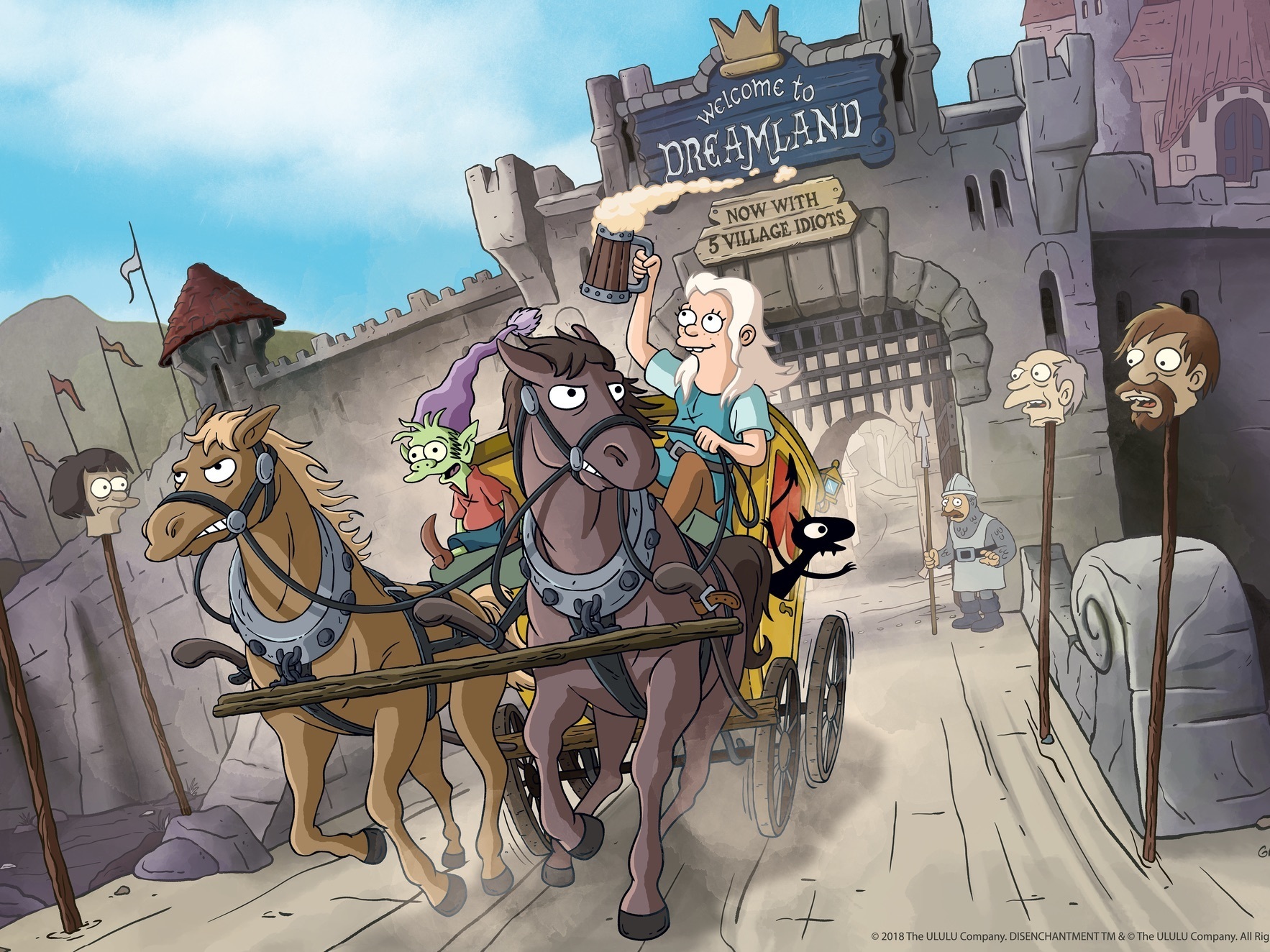 caption: Slanted and Disenchanted: Matt Groening's new medieval sendup follows a hard-drinking princess (voiced by Abbi Jacobson) and her entourage, a personal demon (Eric Andre) and an elf (Nat Faxon).