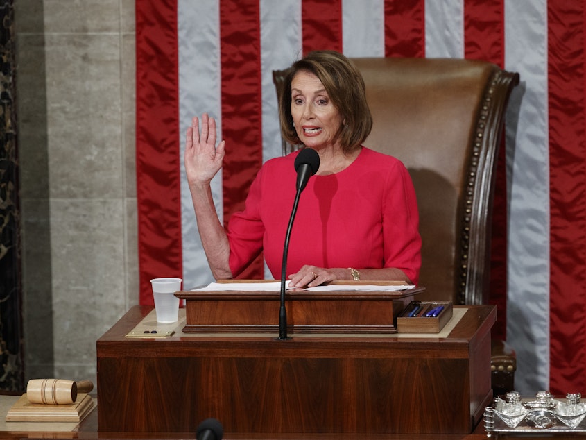 caption: House Speaker Nancy Pelosi said in a speech Thursday to the new Congress that Democrats want "to lower health care costs and prescription drug prices and protect people with pre-existing medical conditions."