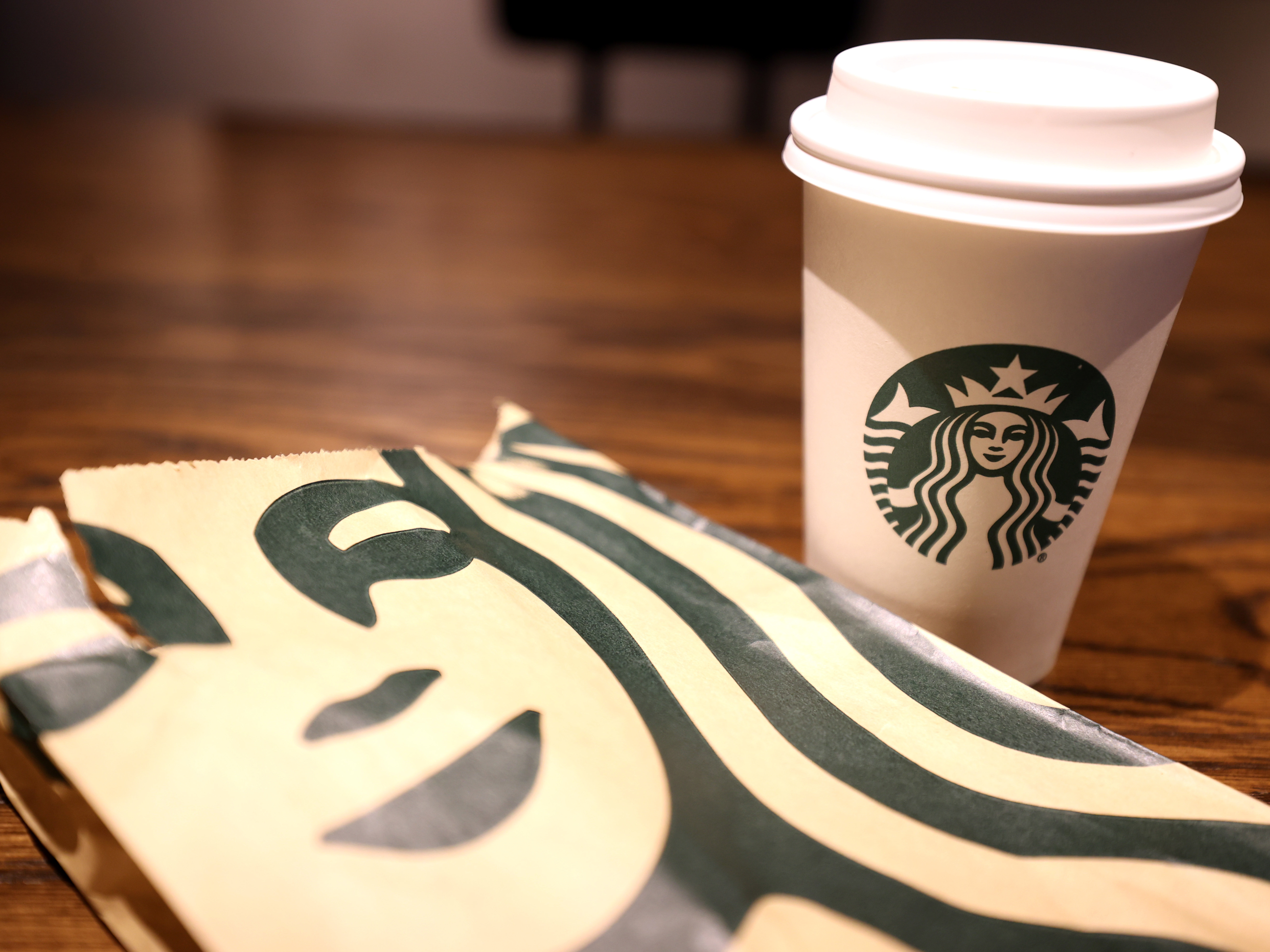 caption: Six Starbucks stores have voted to join the Workers United union, five of them in the Buffalo, New York, area.