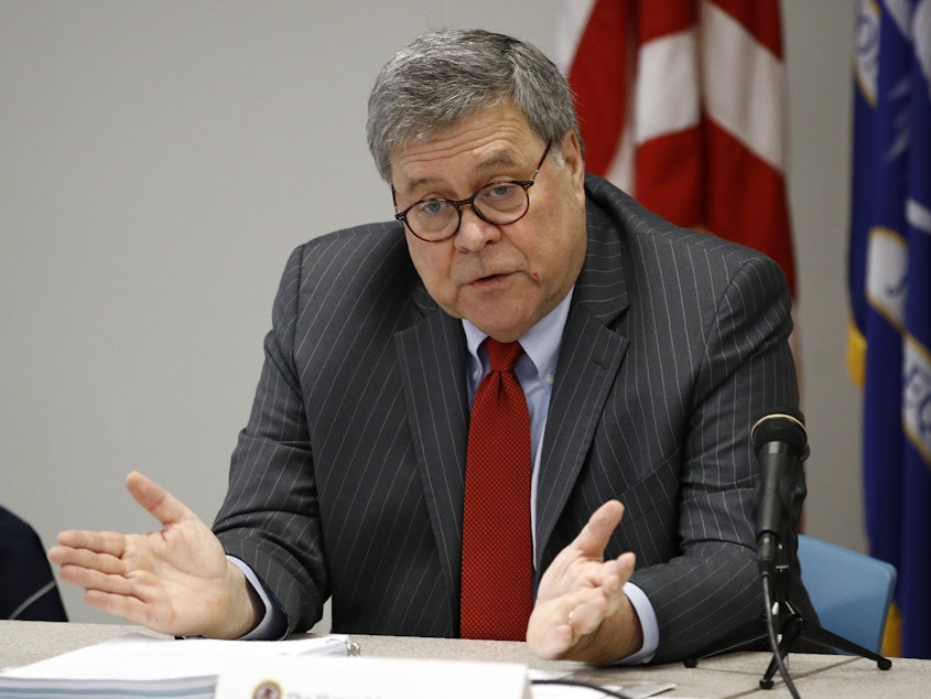 caption: Attorney General William Barr opposes the release of secret grand jury material from former Special Counsel Robert Mueller's investigation into Russian interference in the 2016 election.