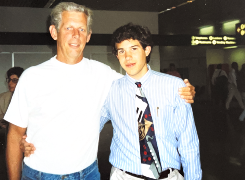 caption: Tom Hudson, Garfield High School science teacher, left, with student Jason Fox, in the early 1990s. 