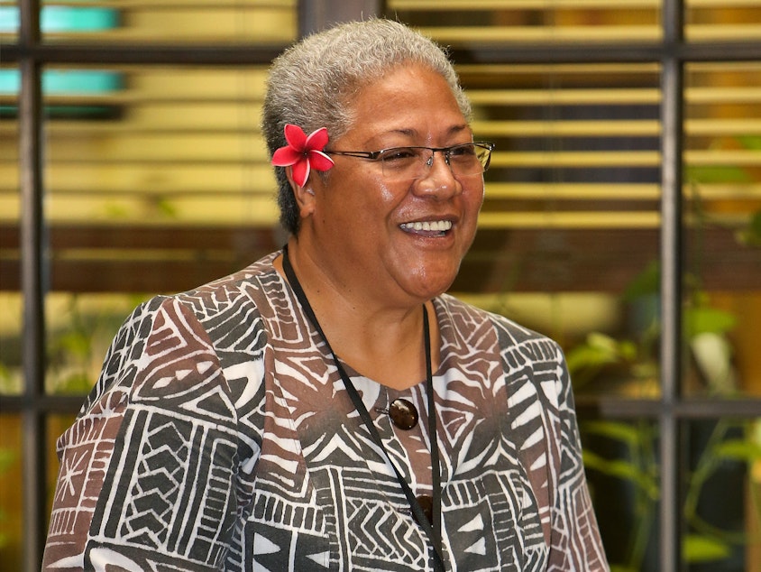 caption: A court ruling has ended a months-long political crisis, allowing Fiame Naomi Mata'afa (shown here in 2013) to become the first woman to lead Samoa.