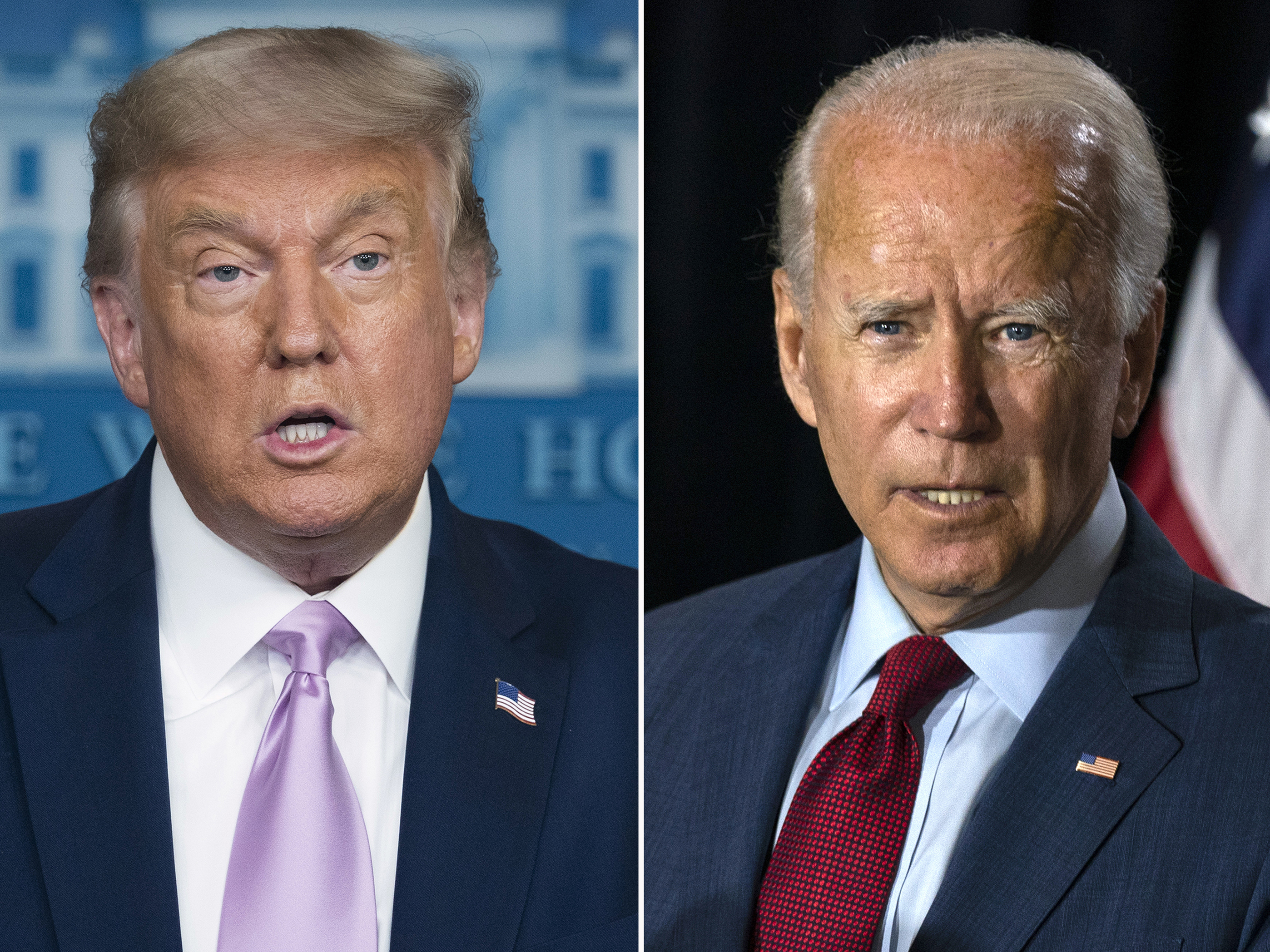 caption: Voters are sharply divided along partisan lines and their views on President Trump and Joe Biden when it comes to the economy and the pandemic, according to a massive poll conducted by The Associated Press.