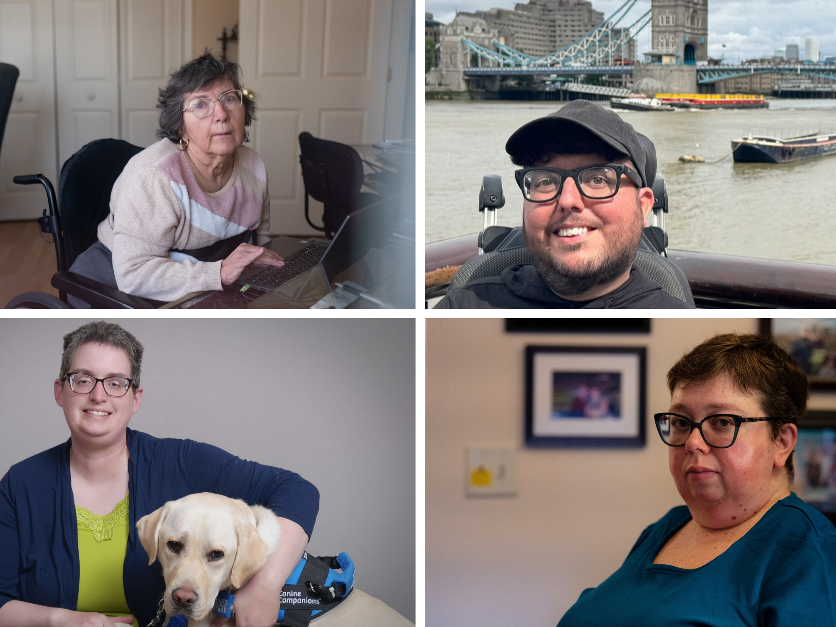 caption: Clockwise from top left: Eileen Schoch, Cory Lee, Kelly Mack and Karen Lohr are wheelchair users who've had to deal with hotel rooms that weren't accessible as promised.