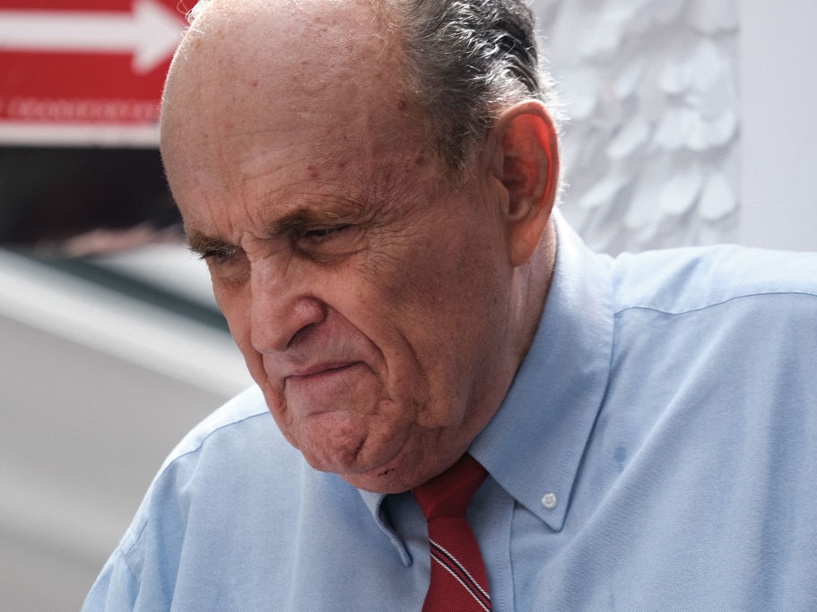 caption: Former New York City Mayor Rudy Giuliani has been suspended from practicing law by a New York state court over his role in pushing false voter fraud claims.
