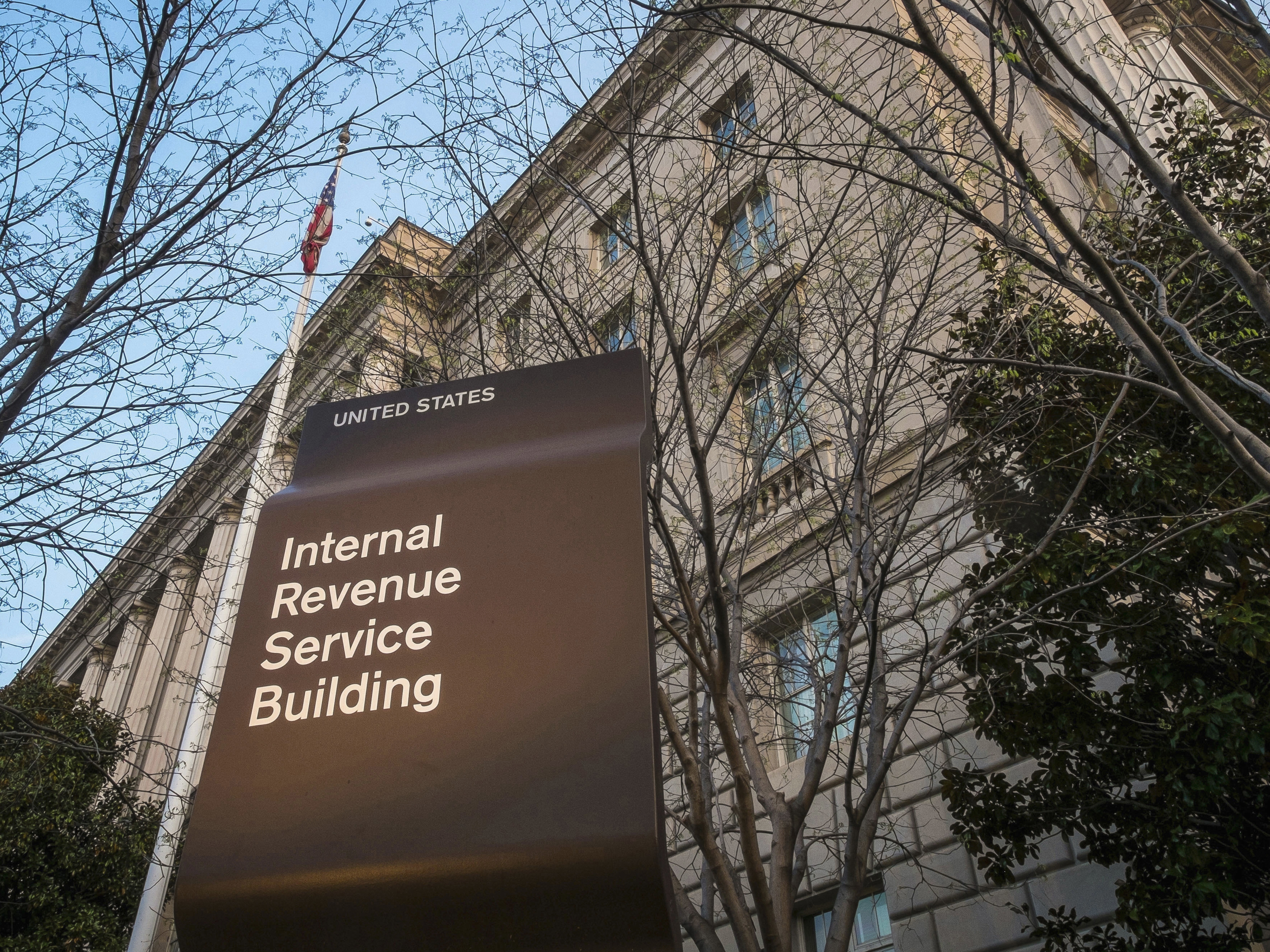 caption: The Internal Revenue Service (IRS) headquarters building in Washington.