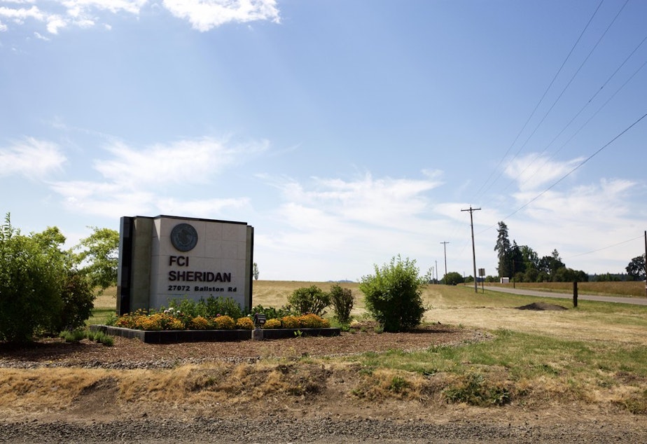 caption: The federal corrections center in Sheridan, Ore. CREDIT: OPB