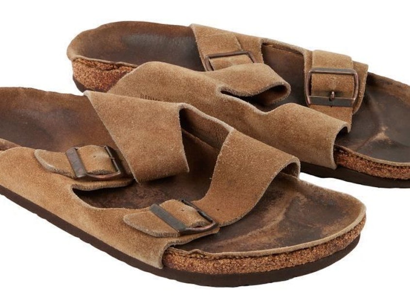 caption: Steve Jobs' sandals sold for $218,750 at auction. Their present odor is unknown.