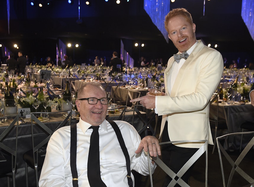 caption: In this Jan. 29, 2017, file photo, "Modern Family" cast members Ed O'Neill, left, and Jesse Tyler Ferguson attend the 23rd annual Screen Actors Guild Awards in Los Angeles. 