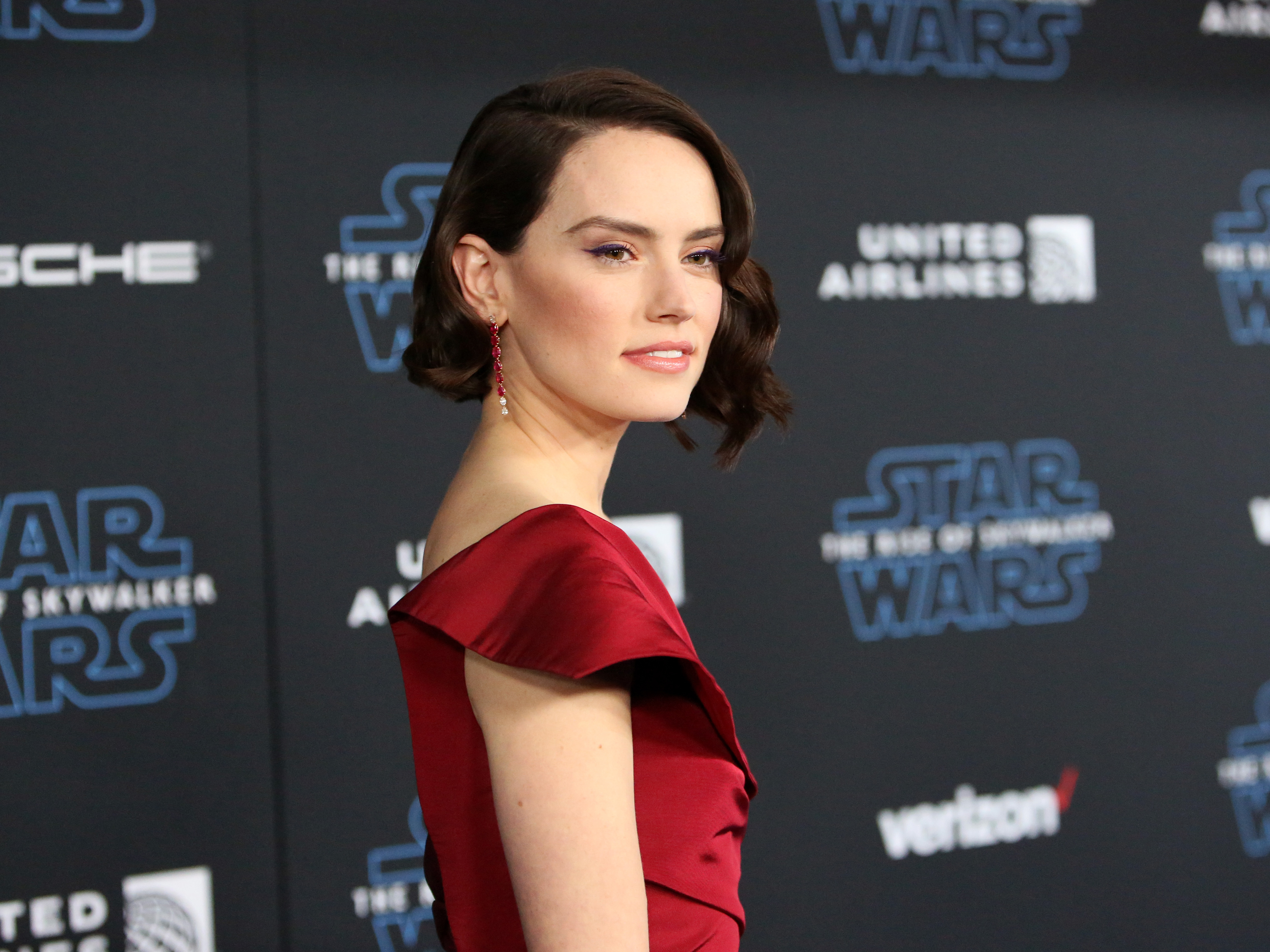 caption: Daisy Ridley arrives for the world premiere of <em>Star Wars: The Rise of Skywalker</em>, on Dec. 16, 2019, in Hollywood, Calif.
