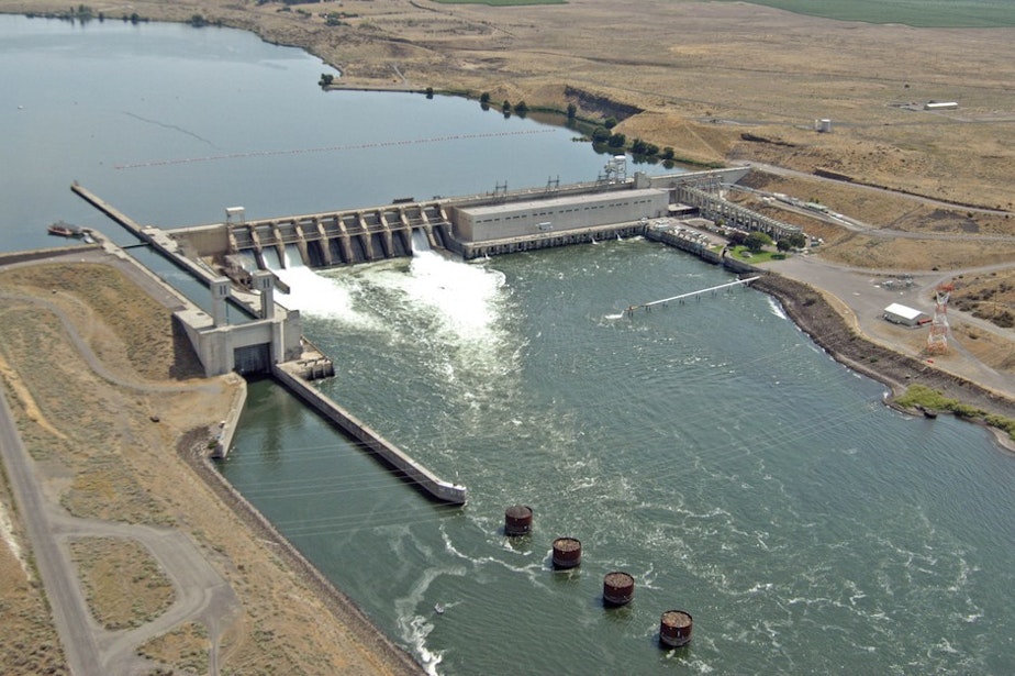 caption: The Ice Harbor Dam is one of four dams on the Lower Snake River in Washington that has long been the subject of debate over possibly being altered or removed.