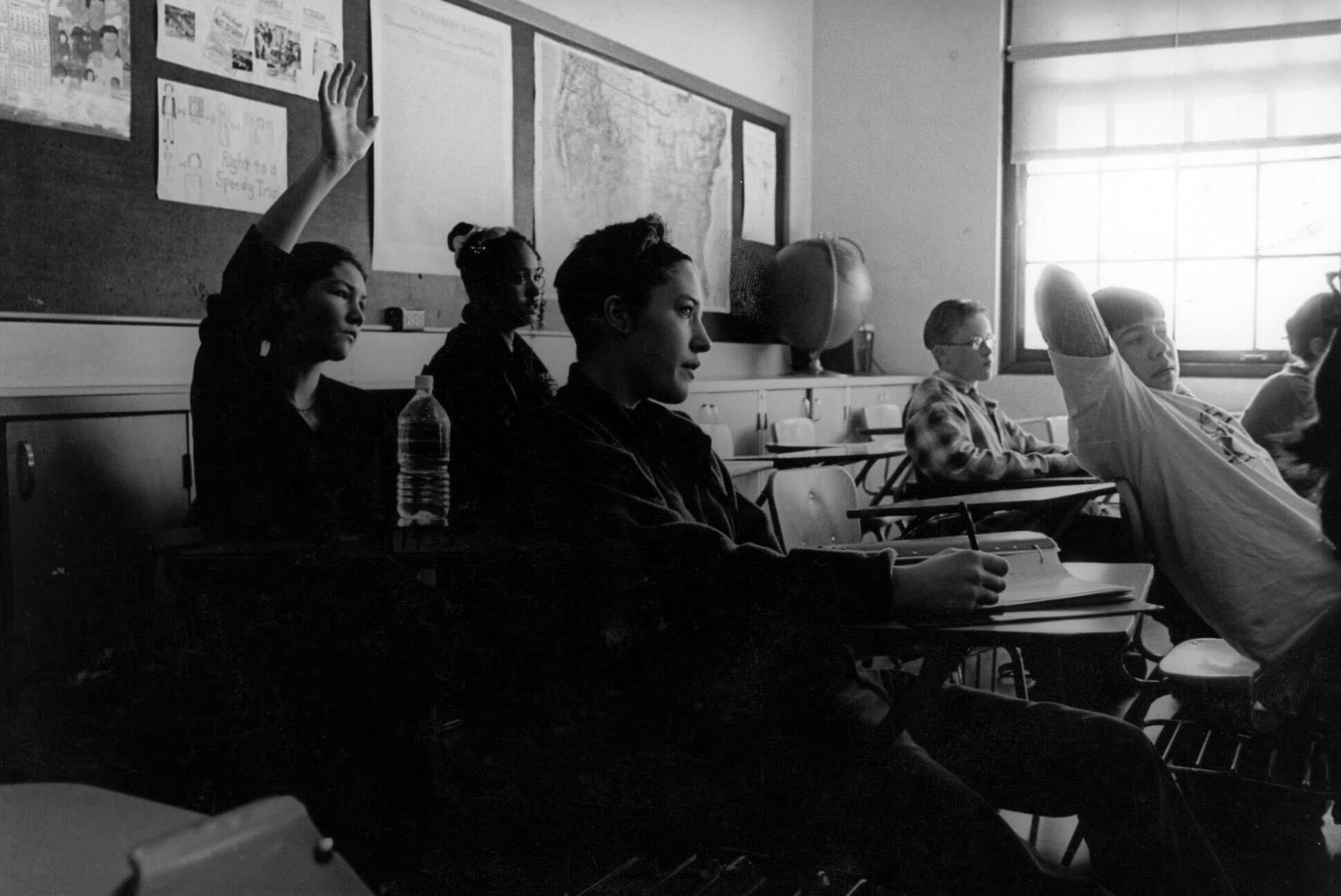 caption: A freshman world history class at Garfield High School in 1997. From left, Vanessa Gibbons, Anna Park-Sargent, and Tyler Bourret. 