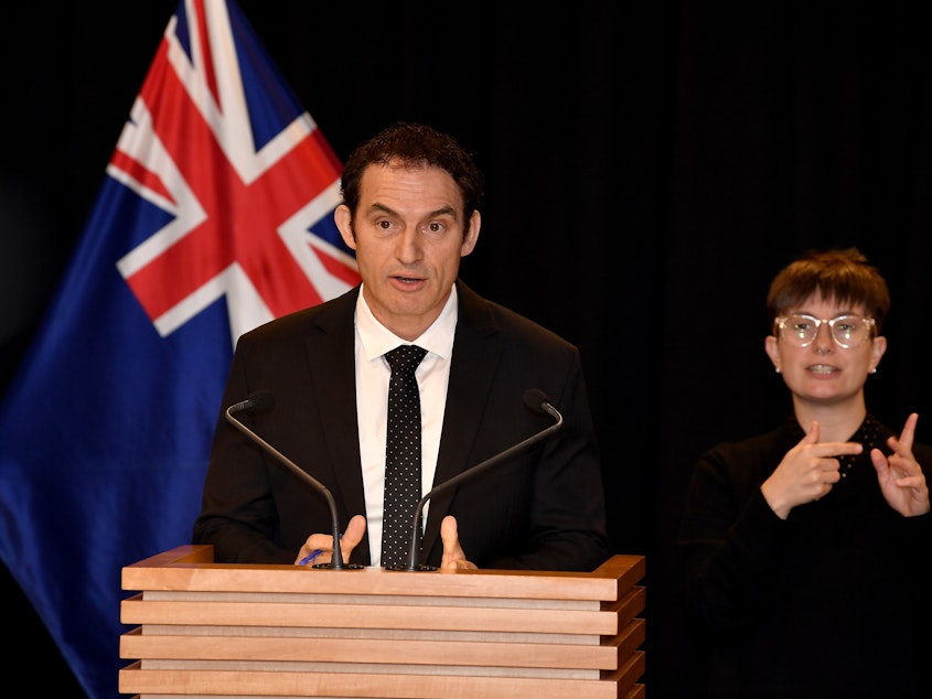 caption: New Zealand Minister of Police Stuart Nash announces government decisions around the firearms buy-back and amnesty at Parliament on Thursday in Wellington.