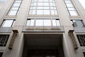 caption: A general view of the American Psychological Association headquarters in Washington, D.C., on April 23, 2020 amid the Coronavirus pandemic.