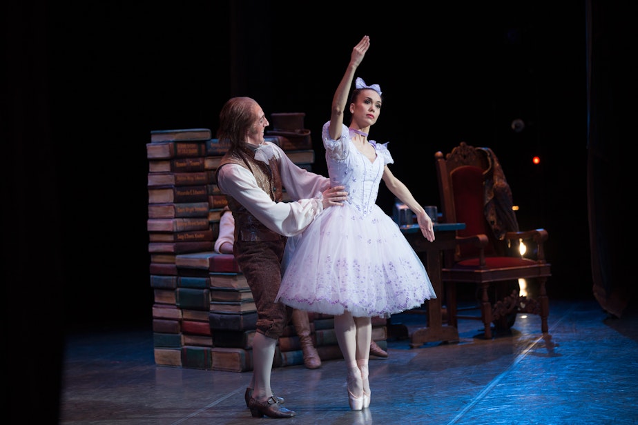 caption: Pacific Northwest Ballet principal dancer Noelani Pantastico in "Coppelia", one of the ballets PNB will present for its 2020-21 digital season