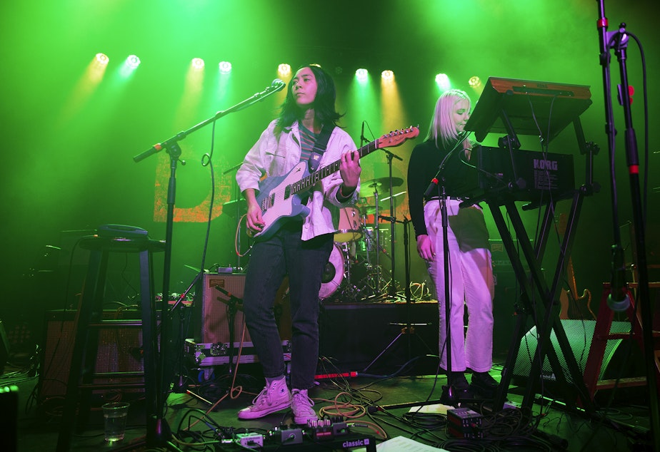 caption: Mini Trees performs ahead of Deep Sea Diver on Friday, November 12, 2021, at Showbox in Seattle. 