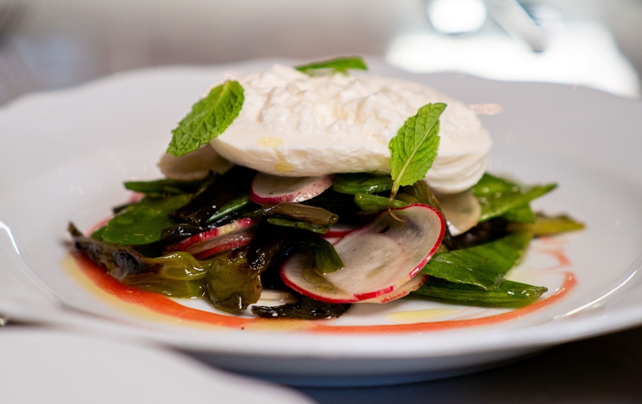 caption: The burrata salad will be featured on The George's menu during Seattle Restaurant Week.
