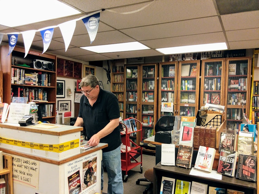 caption: Owner JB Dickey says owning a book store is a 'very honorable way of making a living.'