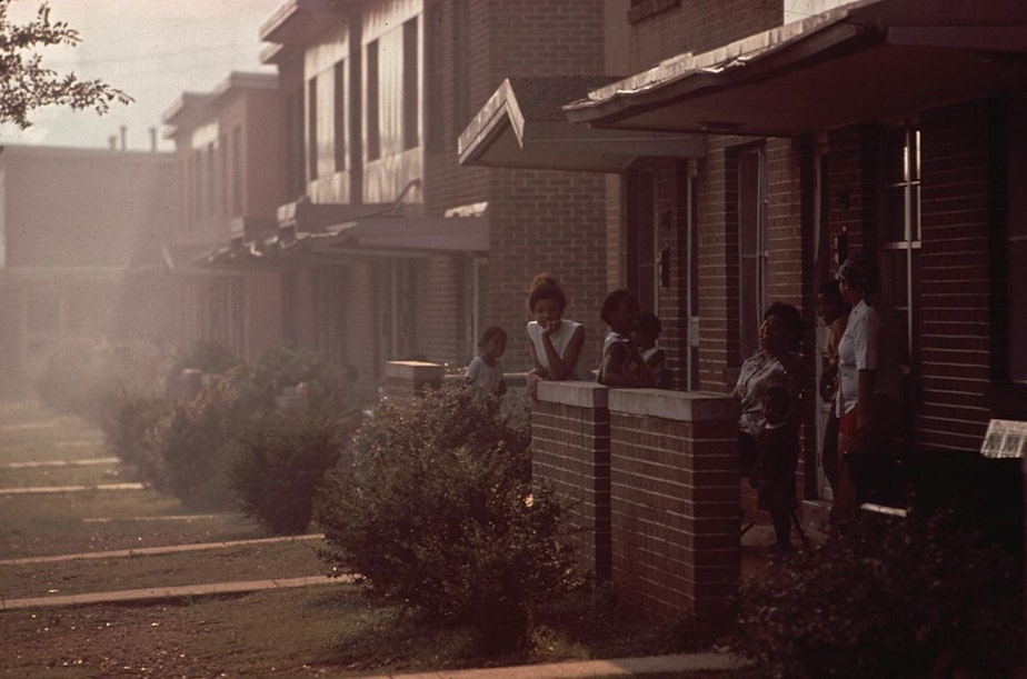 caption: Day becomes night when industrial smog is heavy in North Birmingham, Alabama, as on this day in July of 1972. Sitting adjacent to the U.S. Pipe plant, this is the most heavily polluted area of the city.