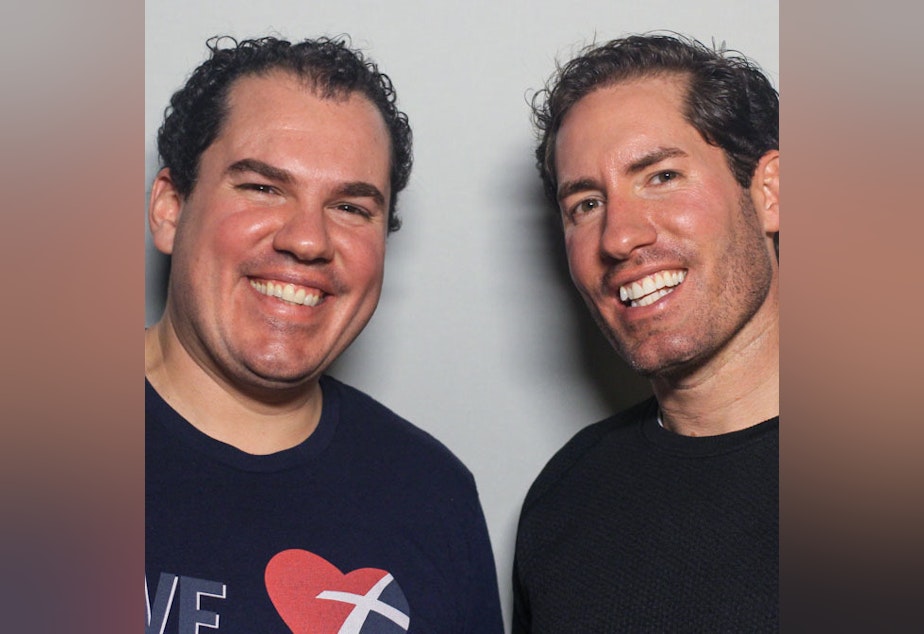 caption: During a visit to StoryCorps in New York this month, brothers Raymond (left) and Derrick Storms talk about how they opened up to each other later in life, and unexpectedly built a close relationship.