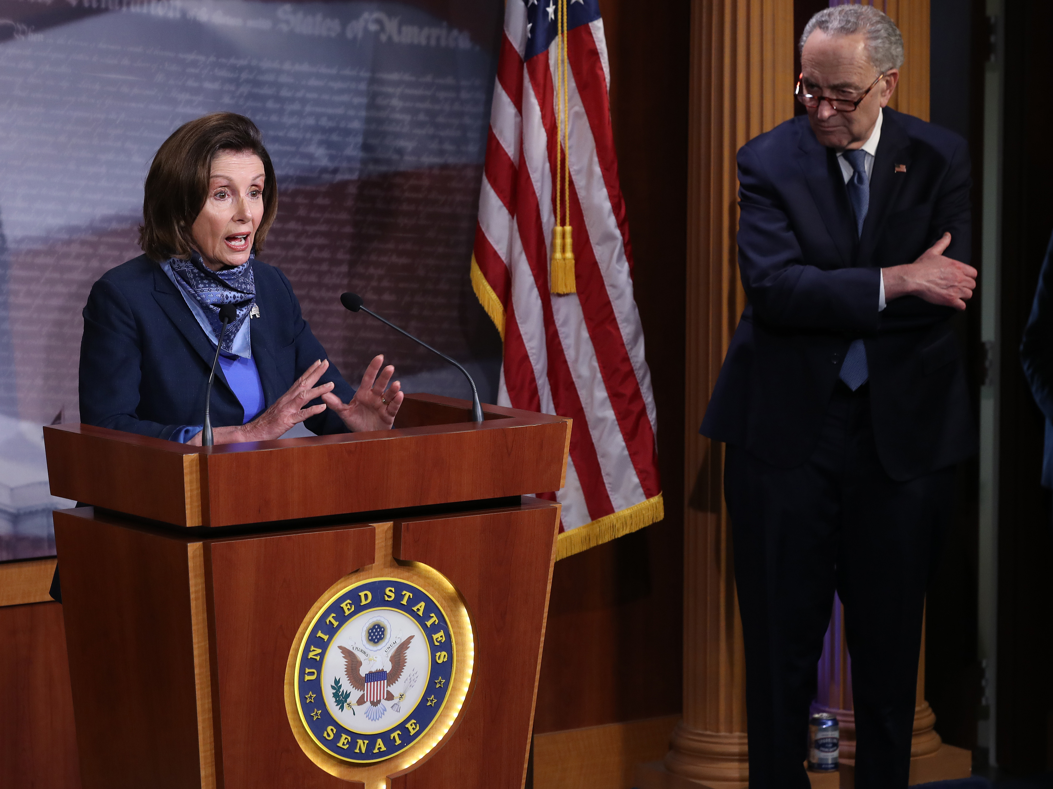 caption: House Speaker Nancy Pelosi and Senate minority leader Chuck Schumer have sent FBI Director Chris Wray a letter asking for a briefing about alleged foreign interference efforts in this year's election.