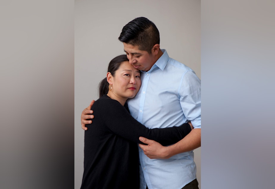 caption: Keiko Maruyama and Jaime Rubio Sulficio pose for a portrait. 